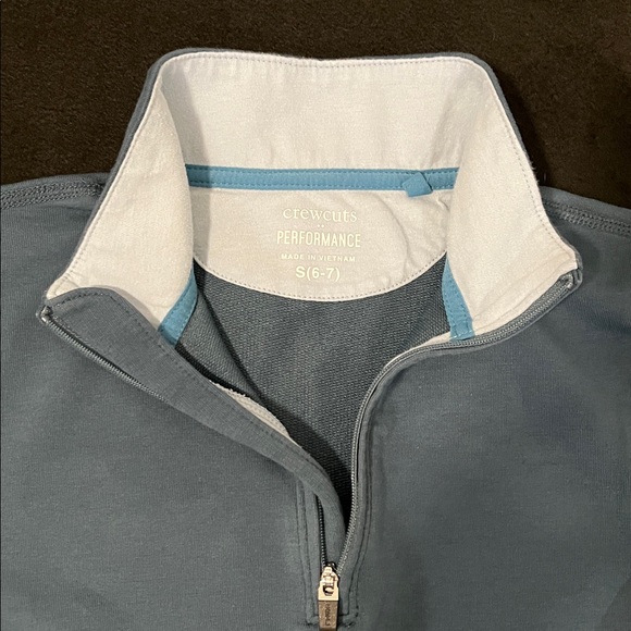 Crewcuts J.Crew Boys Aqua Blue Performance Quarter‑Zip Pullover Small 6/7 - Picture 3 of 6